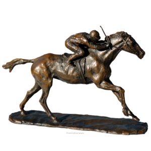 Cheval en bronze par Jean-Paul Gourdon Jockey au sprint Fonderie Lauragaise