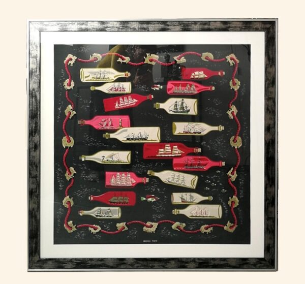 Tableau Carré Hermès Bouteille à la Mer de Pierre Péron 1959