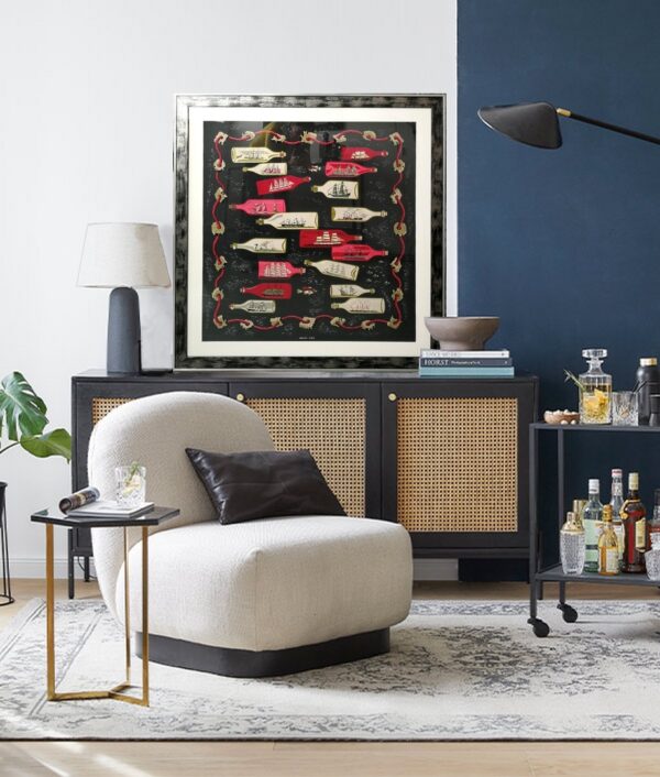 Tableau-Hermes-BOUTEILLES-A-LA-MER-de-Pierre-Peron-decoration-murale-de-salon